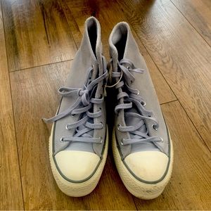 Blue suede high top converse platform